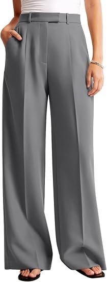 Wide Leg Work Pants High Waisted Dress Trousers