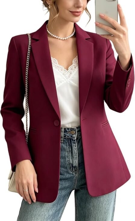 Women's Blazer Business Casual Long Sleeve Work Office Suit Jacket