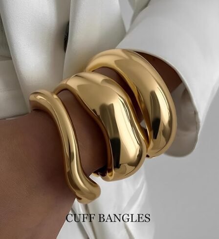 Chunky Gold Bangle Bracelets for Women