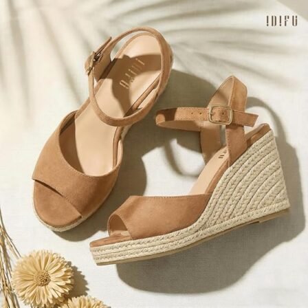 Sandals for Women Platform Peep Open Toe Slingback Wedge