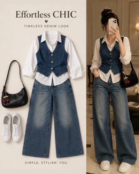 Effortless Denim Vest Set | Timeless Casual Style